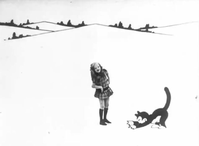 Alice's Spooky Adventure - cartoon black cat bowing to Alice Virginia Davis