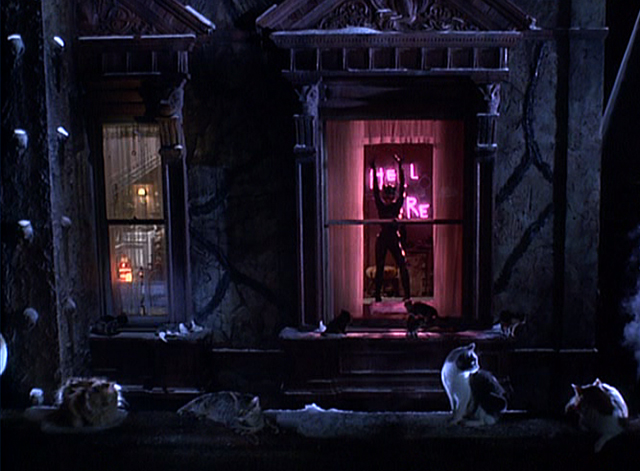 Batman Returns - cats around window with Catwoman Michelle Pfeiffer