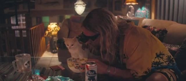 The Beach Bum - Moondog Matthew McConaughey drinking beer and milk with tiny white kitten