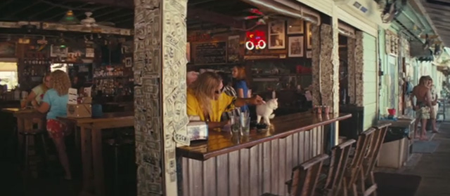 The Beach Bum - Moondog Matthew McConaughey at outdoor bar with tiny white kitten