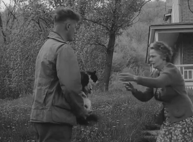 Game Warden - old woman collecting longhair tuxedo cat from Brian Burgin