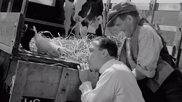 The Happy Road - black and white kittens in back of truck being pushed by Mike Gene Kelly