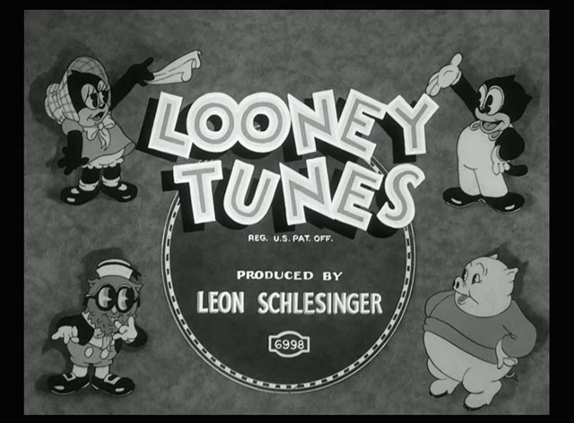 Hollywood Capers - Looney Tunes placard featuring Little Kitty, Beans, Oliver Owl and Porky Pig