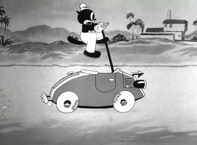 Hollywood Capers - Looney Tunes cartoon black cat Beans driving car and being thrown up out of seat