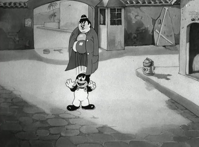 Hollywood Capers - Looney Tunes cartoon black cat Beans sneaking into studio with Oliver Hardy balloon disguise