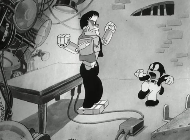 Hollywood Capers - Looney Tunes cartoon black cat Beans startled by Frankenstein's monster