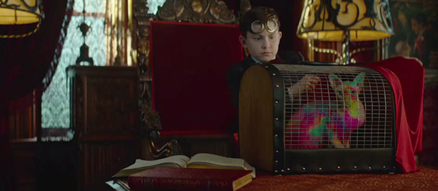 The House with a Clock in its Walls - Lewis Owen Vaccaro with multi-colored hairless cat in carrier