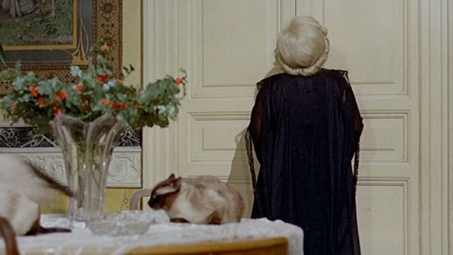 Nel nome del padre - In the Name of the Father - Siamese cats running off table as mother Laura Betti pounds on door