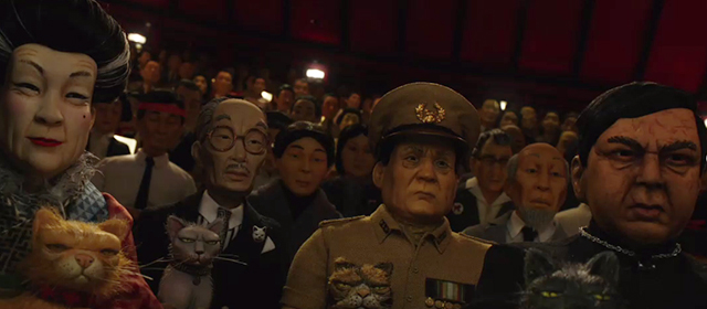 Isle of Dogs - Kobayashi followers and their cats in audience