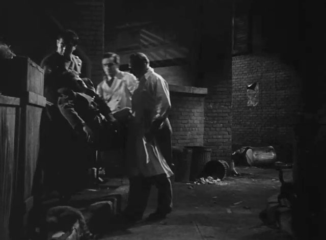 I Walk Alone - three alley cats near curb as men set down Frankie Burt Lancaster