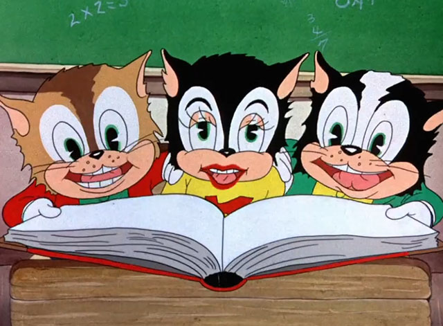 Katnip Kollege - cartoon cats behind book singing