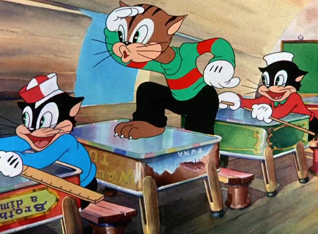 Katnip Kollege - cartoon cats in school acting like they are rowing boat