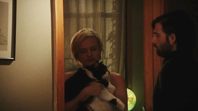 Listen Up Philip - Ashley Elisabeth Moss holding longhair tuxedo cat Gadzookey Fluffy with Philip Jason Schwartzman