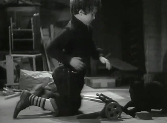 Little Orvie - Johnny Sheffield going after black cat