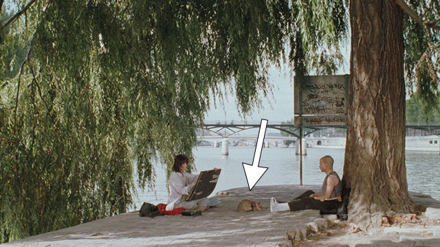 The Lovers on the Bridge - Les Amants du Pont-Neuf - Michele Juliette Binoche drawing Alex Denis Lavant with Abyssinian cat Louisiana between them