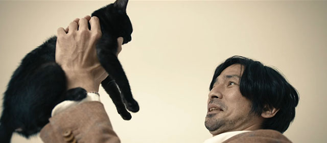 Mad Cats - Taka Shô Mineo with Mune So Yamanaka holding black kitten in white void