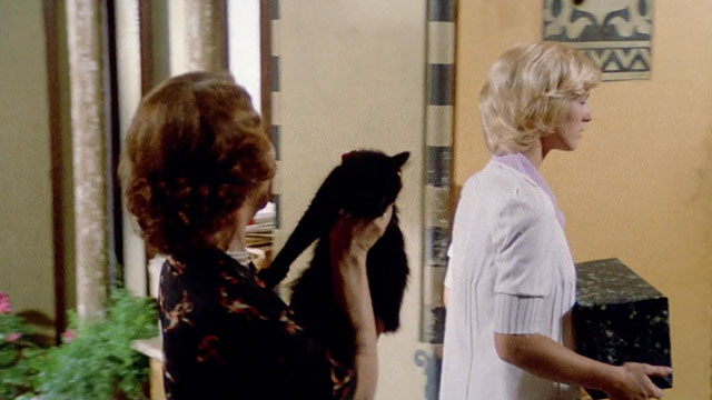 Perfume of the Lady in Black - Il profumo della signora in nero - Signorina Cardini Aleka Paiza holding black cat Chopin with Sylvia Mimsy Farmer