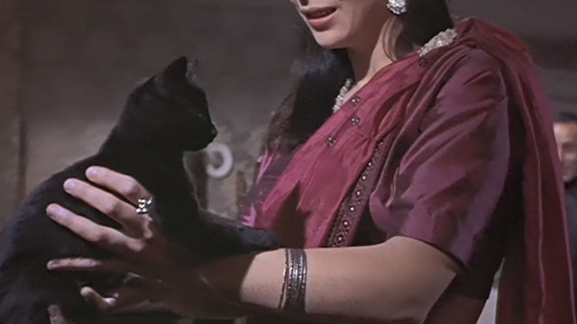 The Reptile - Anna Jacqueline Pearce carrying black kitten Katie