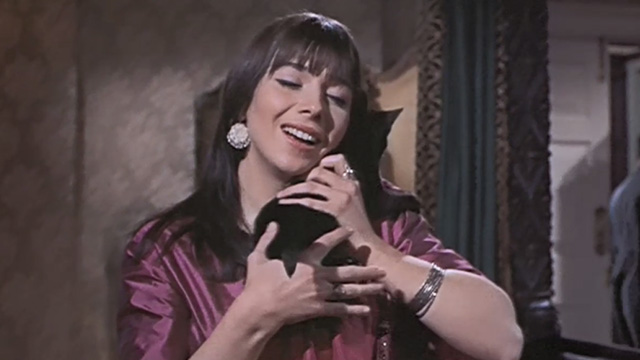 The Reptile - Anna Jacqueline Pearce cuddling black kitten Katie