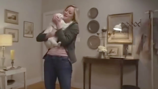 A Taste of Romance - Sara Westbrook Teri Polo hugging white cat Daisy