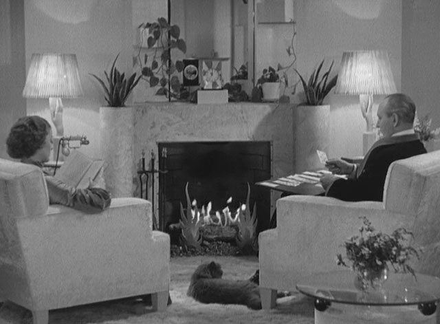 Topaze - grey cat in front of fireplace with Coco Myrna Loy and Baron Reginald Mason