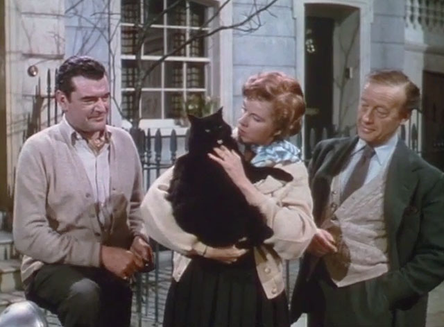 Touch and Go - Helen Margaret Johnson holding longhair black cat Heathcliff with Jim Jack Hawkin and Mr. Fairbright Roland Culver