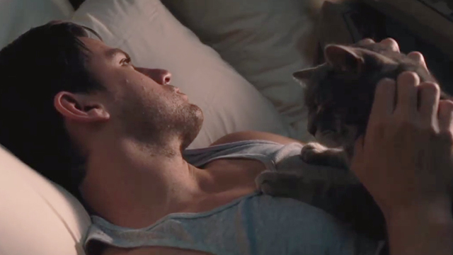 The Vow - Leo Channing Tatum lying with gray tabby cat on chest