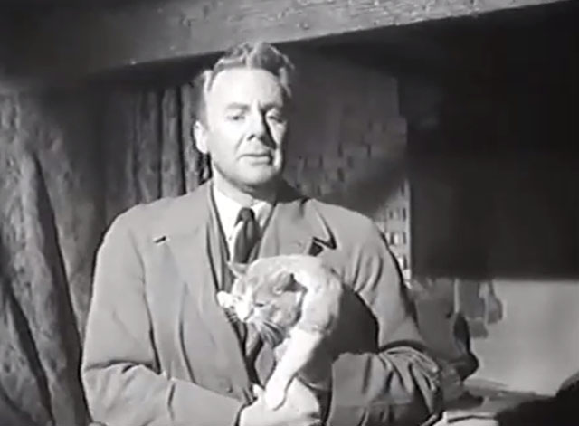 Web of Evidence - Paul Mathry Van Johnson holding tabby and white cat Tomkins