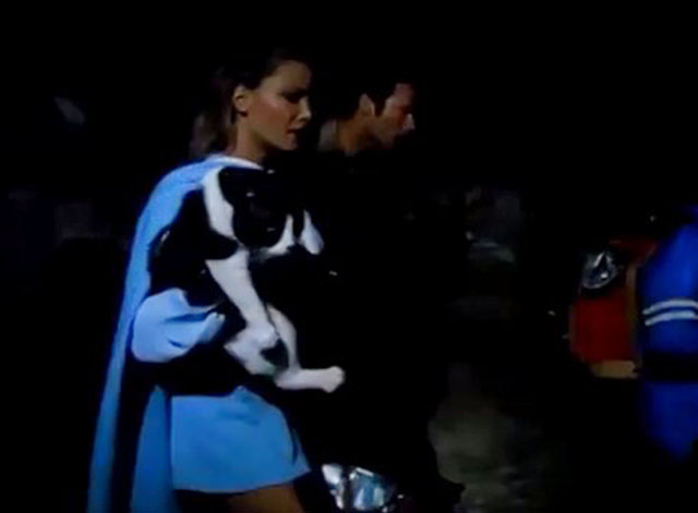 Fantastic Journey - An Act of Love - travellers moving through cave with Liana Katie Saylor holding tuxedo cat Sil-L Felix team