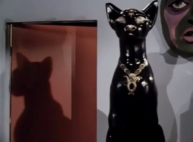 The Fantastic Journey - Funhouse - tall black Egyptian cat statue