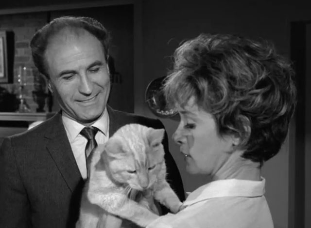 The Fugitive - The End is But the Beginning - Gerard Barry Morse with Aimee Barbara Barrie holding ginger tabby cat Rusty Orangey