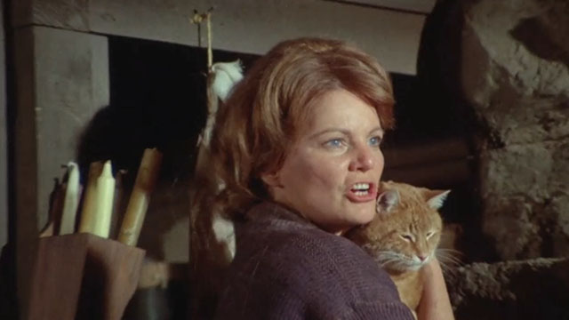 Kung Fu - Nine Lives - Widow Tackaberry Geraldine Brooks clutching ginger tabby cat