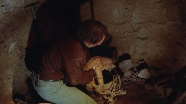 Kung Fu - Nine Lives - ginger tabby cat being placed in well bucket by Caine David Carradine