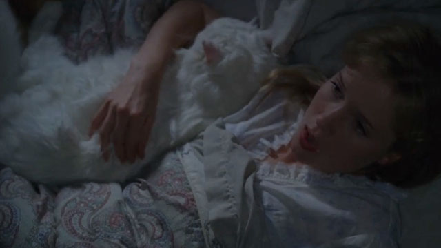 Medium - The Boy Next Door - longhair white cat Pablo sleeping with young Allison Jessy Schram