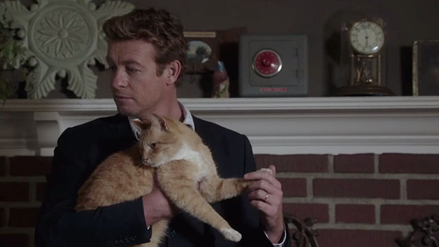 The Mentalist - Red and Itchy - white and ginger tabby cat being held by Patrick Simon Baker