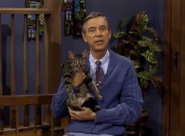 Mister Rogers' Neighborhood - Fred Rogers holding Jimmy tabby cat