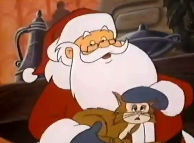 The Night Before Christmas - Santa petting orange and white cartoon cat