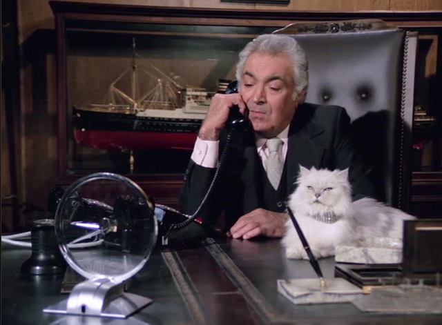 Police Squad! - Rendezvous at Big Gulch - Dutch Al Ruscio on phone with white longhair Persian cat on desk