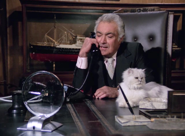 Police Squad! - Rendezvous at Big Gulch - Dutch Al Ruscio on phone with white longhair Persian cat on desk