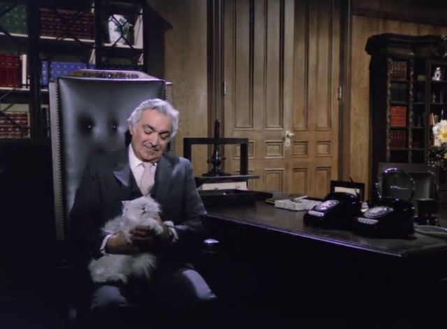 Police Squad! - Rendezvous at Big Gulch - Dutch Al Ruscio at desk with white longhair Persian cat on lap