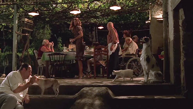 The Sopranos - Commendatori - white cat with black approaching Tony Soprano James Gandolfini and dog