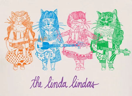 Growing Up - The Linda Lindas - artwork for Linda Lindas sweatshirt art girls as cats cartoon