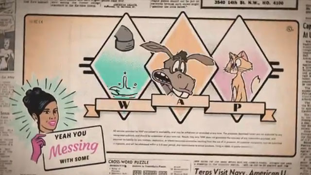 Polkamania - Weird Al Yankovic - cartoon cat with donkey and water drip on newspaper page